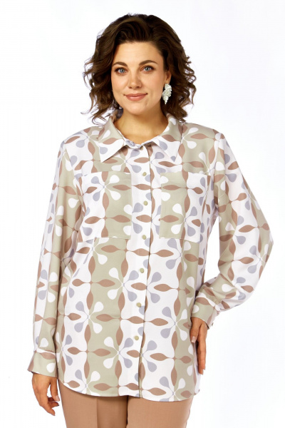 Блуза Элль-стиль 2395а бежевый_принт - фото 1