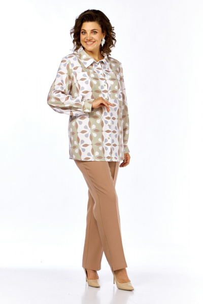 Блуза, брюки Элль-стиль 2395 бежевый_принт - фото 6