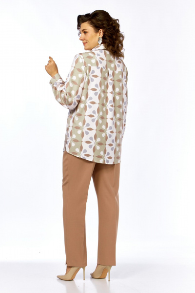 Блуза, брюки Элль-стиль 2395 бежевый_принт - фото 4