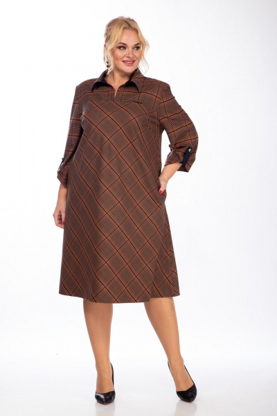 Платье СиБон 0290 темная_клетка - фото 2