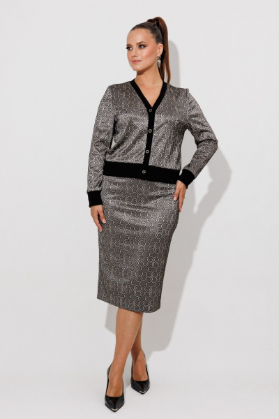 Жакет, юбка Galean Style 903.1 серо-черный - фото 2