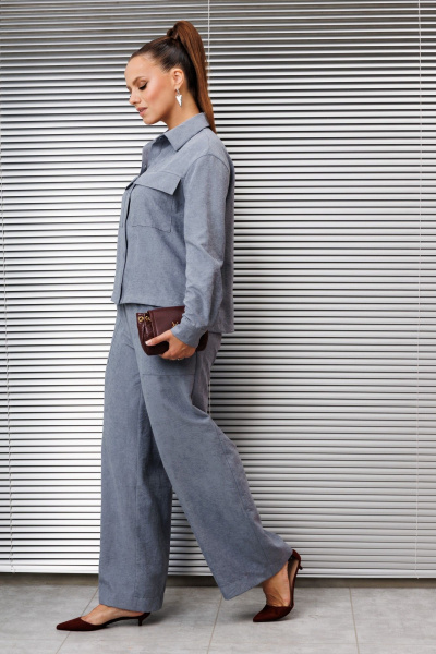 Брюки, рубашка Galean Style 985 серо-голубой - фото 8