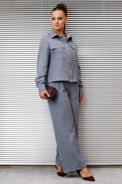 Брюки, рубашка Galean Style 985 серо-голубой - фото 7