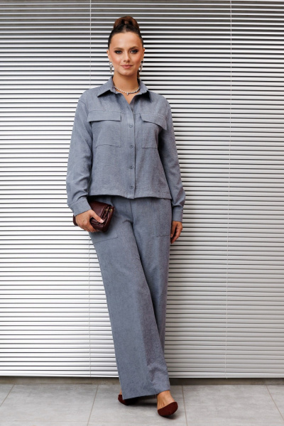 Брюки, рубашка Galean Style 985 серо-голубой - фото 2