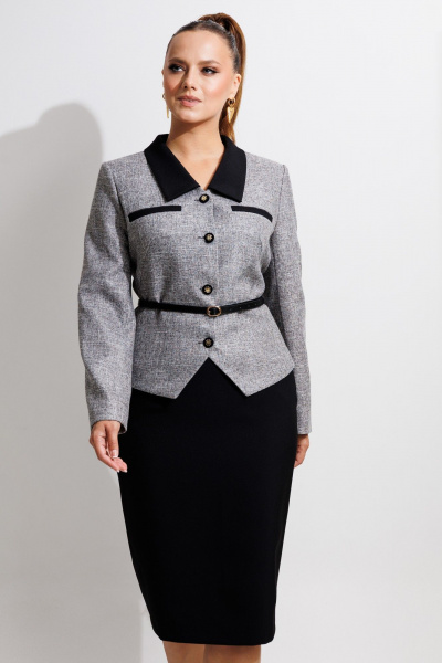 Жакет, юбка Galean Style 987 серый-черный - фото 11