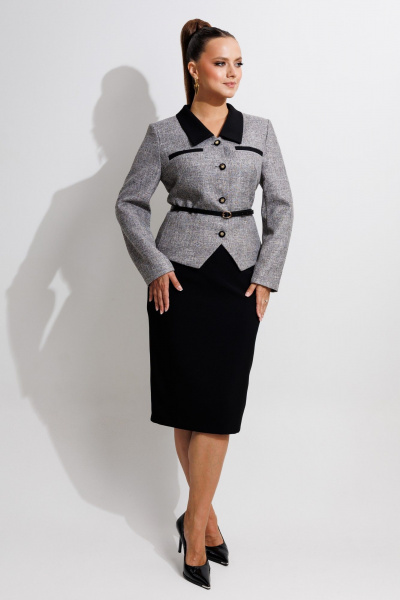 Жакет, юбка Galean Style 987 серый-черный - фото 2