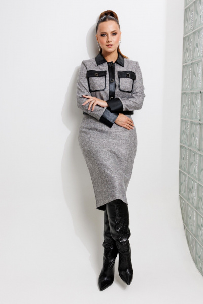 Жакет, юбка Galean Style 988 серый - фото 10