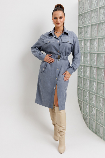 Платье Galean Style 989 серо-синий - фото 9