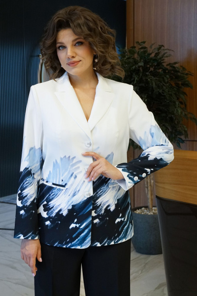 Брюки, жакет Alani Collection 2405 черный-акварель - фото 6