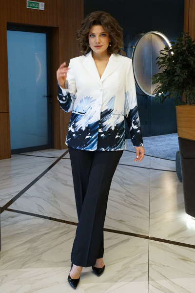 Брюки, жакет Alani Collection 2405 черный-акварель - фото 1