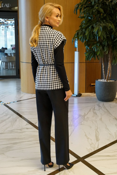 Блуза, брюки, жилет Alani Collection 2385 клетка-черный - фото 8