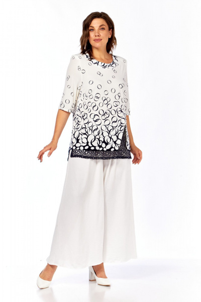 Блуза Abbi 4062 белый_темно-синий - фото 2