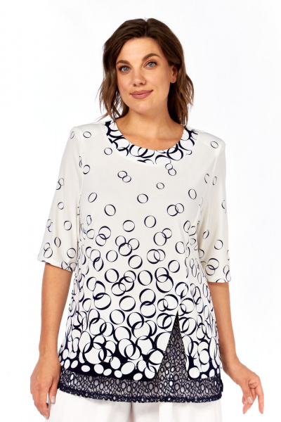 Блуза Abbi 4062 белый_темно-синий - фото 1