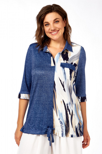 Блуза Abbi 4060 сине-бежевый - фото 19