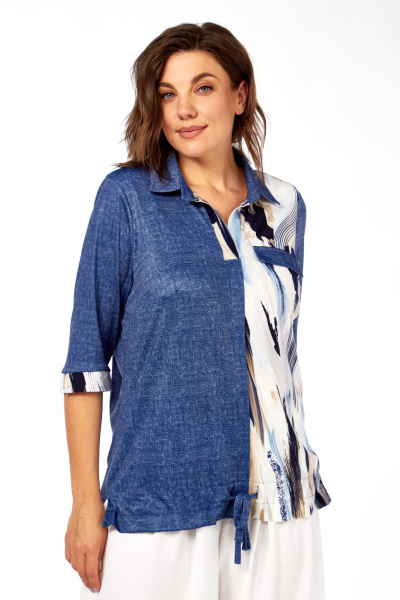Блуза Abbi 4060 сине-бежевый - фото 11
