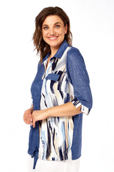 Блуза Abbi 4060 сине-бежевый - фото 10