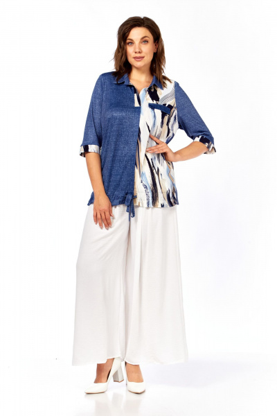 Блуза Abbi 4060 сине-бежевый - фото 9