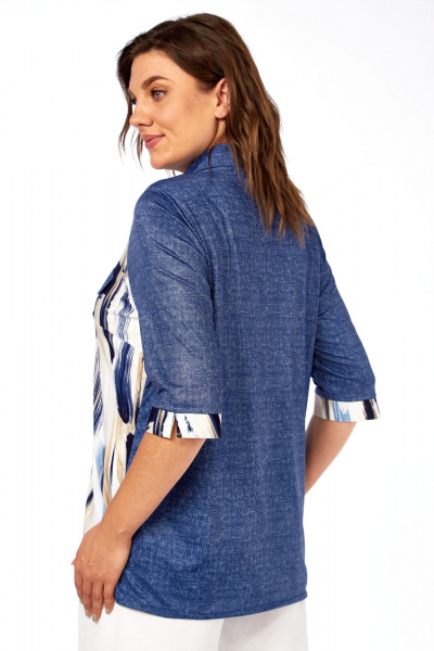 Блуза Abbi 4060 сине-бежевый - фото 7