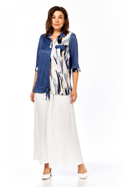 Блуза Abbi 4060 сине-бежевый - фото 5