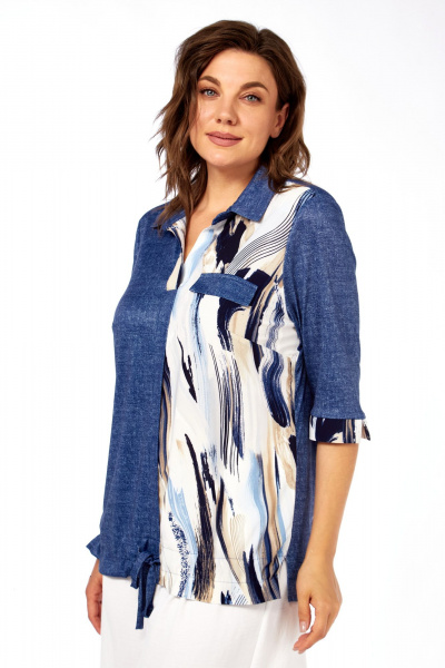 Блуза Abbi 4060 сине-бежевый - фото 2