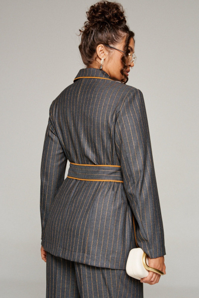 Брюки, жакет Beautiful&Free 6363 серо-жёлтая_полоска - фото 7