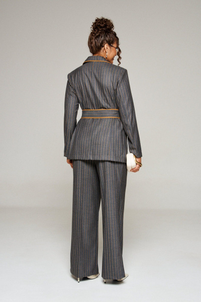 Брюки, жакет Beautiful&Free 6363 серо-жёлтая_полоска - фото 8