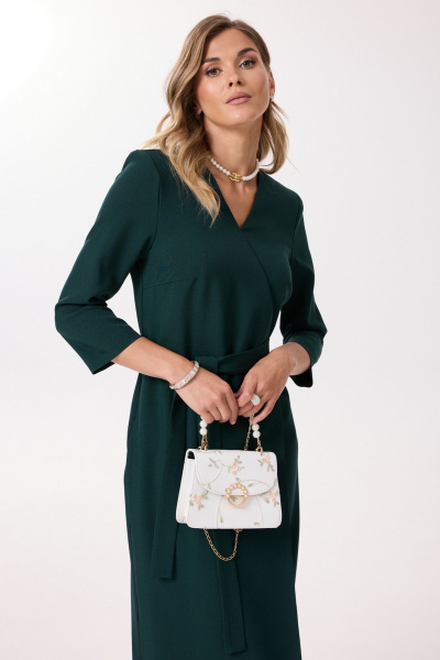 Платье на запАхе с воланами и V-образным вырезом Твой имидж 1988 бутылочная_зелень - фото 5