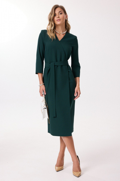Платье на запАхе с воланами и V-образным вырезом Твой имидж 1988 бутылочная_зелень - фото 2