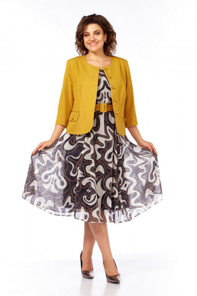 Жакет, платье Милора-стиль 1260 горчица - фото 5