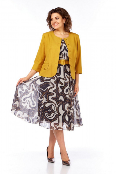 Жакет, платье Милора-стиль 1260 горчица - фото 2