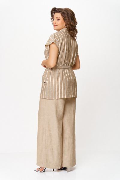 Брюки, жилет, топ Michel chic 1429 бежевый-белый_полоска_широкая - фото 5