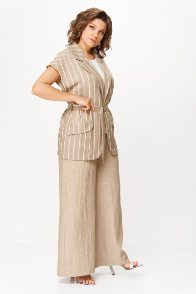 Брюки, жилет, топ Michel chic 1429 бежевый-белый_полоска_широкая - фото 4