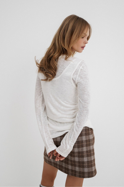 Комплект из трикотажного лонгслива и трапециевидной юбки PiRS 5757 коричневый - фото 7