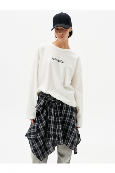 Лонгслив 10DENCY 23334 молочный-черный - фото 3