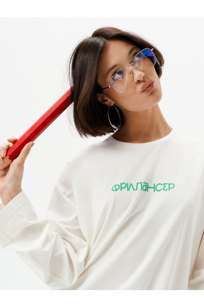 Лонгслив 10DENCY 23471 молочный-зеленый - фото 3