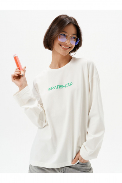 Лонгслив 10DENCY 23471 молочный-зеленый - фото 2