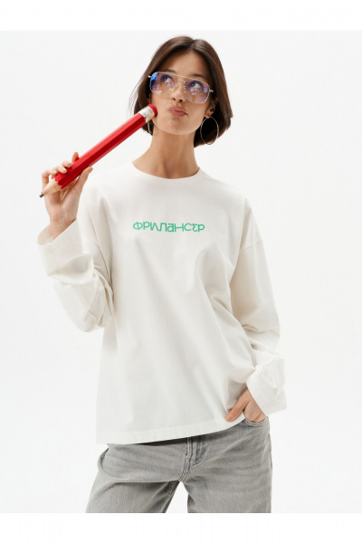 Лонгслив 10DENCY 23471 молочный-зеленый - фото 1