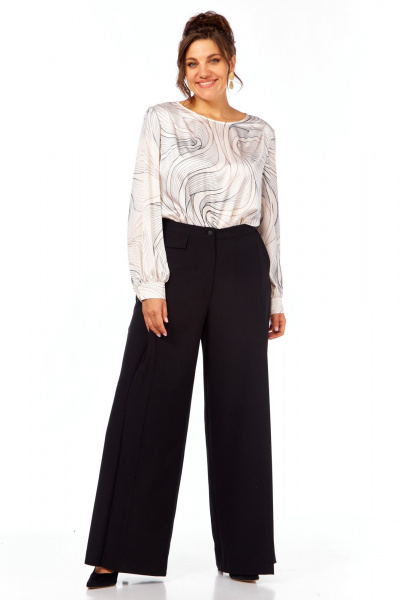 Блуза, брюки Элль-стиль 2397 молочный_принт - фото 15