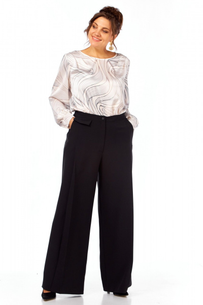 Блуза, брюки Элль-стиль 2397 молочный_принт - фото 14