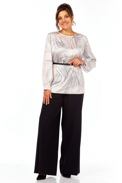 Блуза, брюки Элль-стиль 2397 молочный_принт - фото 11