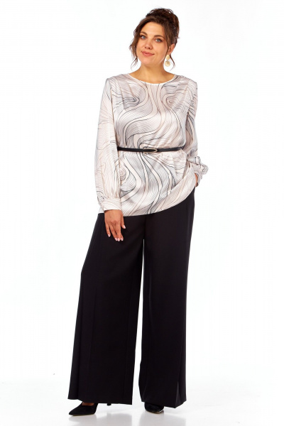 Блуза, брюки Элль-стиль 2397 молочный_принт - фото 10