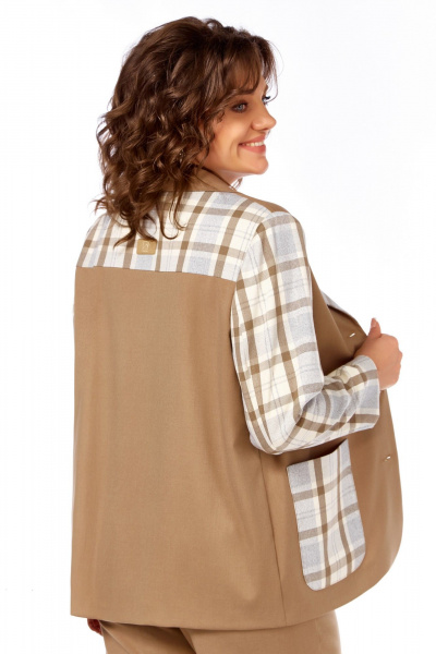 Брюки, жакет БагираАнТа 1045 коричневый_клетка - фото 4