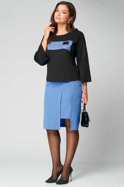 Туника, юбка Мишель стиль 1292 черно-голубой - фото 3