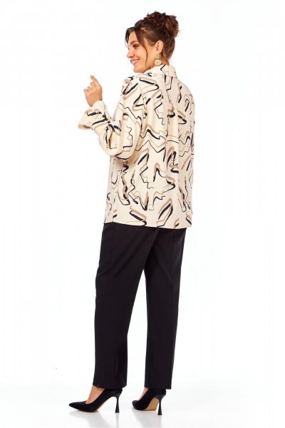 Блуза, брюки Элль-стиль 2398 бежевый_принт - фото 2