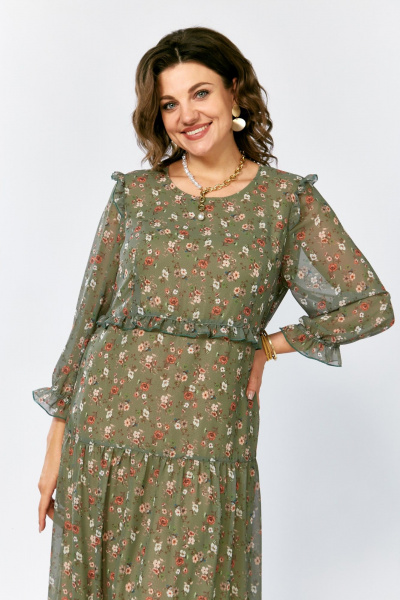 Платье Lady Secret 25301 хаки/цветы - фото 4