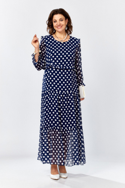 Платье Lady Secret 25301 синий+пр.горошек - фото 2