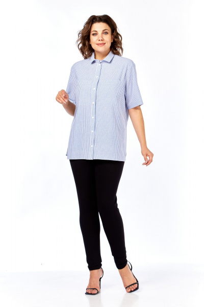 Рубашка Avenue 0338-3 полоска, синий+молочный - фото 9