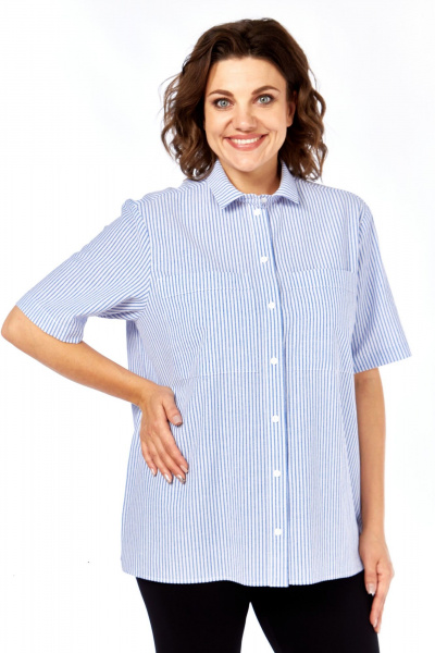 Рубашка Avenue 0338-3 полоска, синий+молочный - фото 7