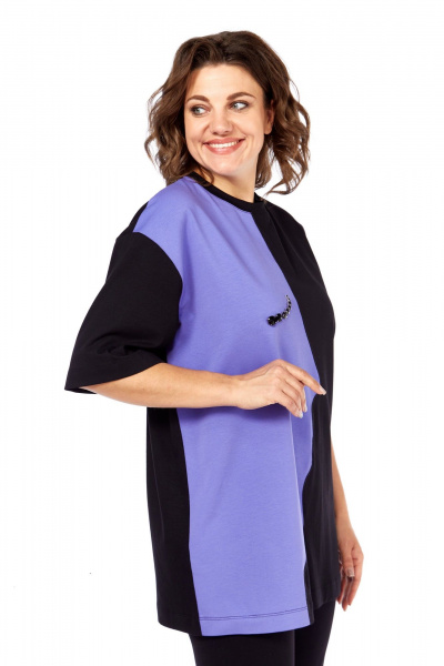 Футболка Avenue 0339 черный+сирень - фото 6