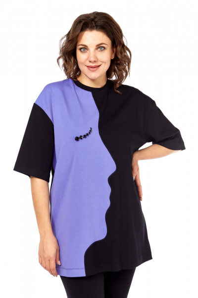 Футболка Avenue 0339 черный+сирень - фото 1